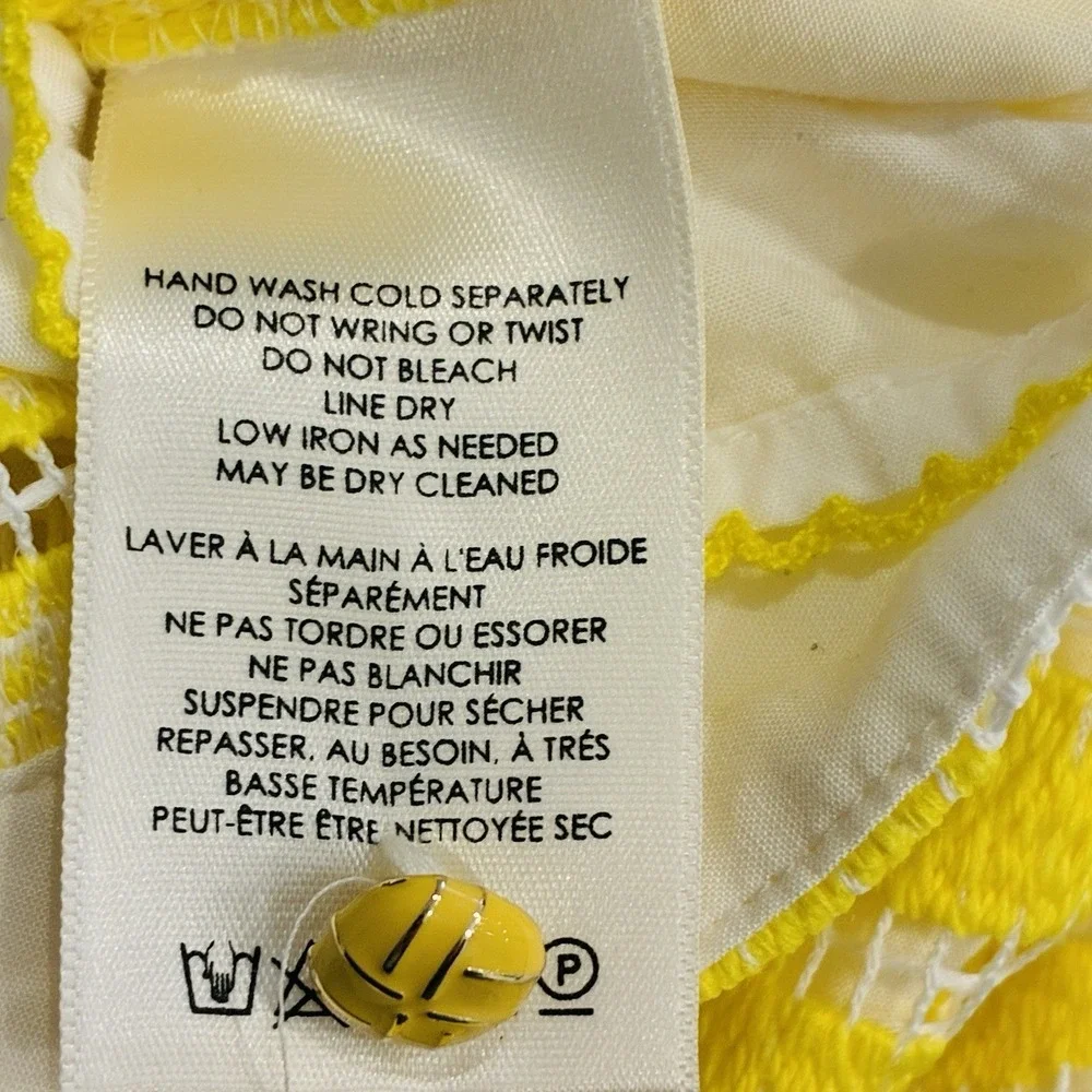 Maeve Anthropologie Lace Babydoll Strappy Backless Mini Dress Size 10 Yellow - Picture 11 of 16